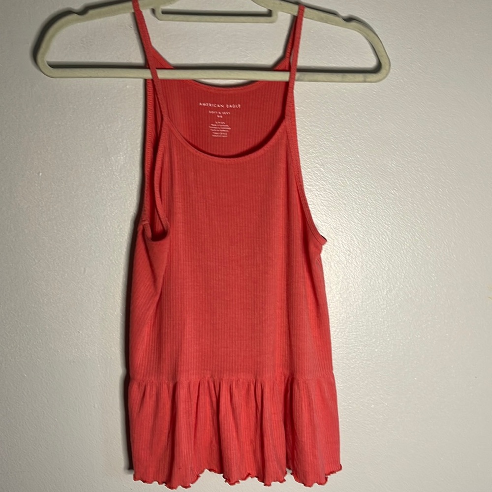 American Eagle • flowy peplum ribbed tank top